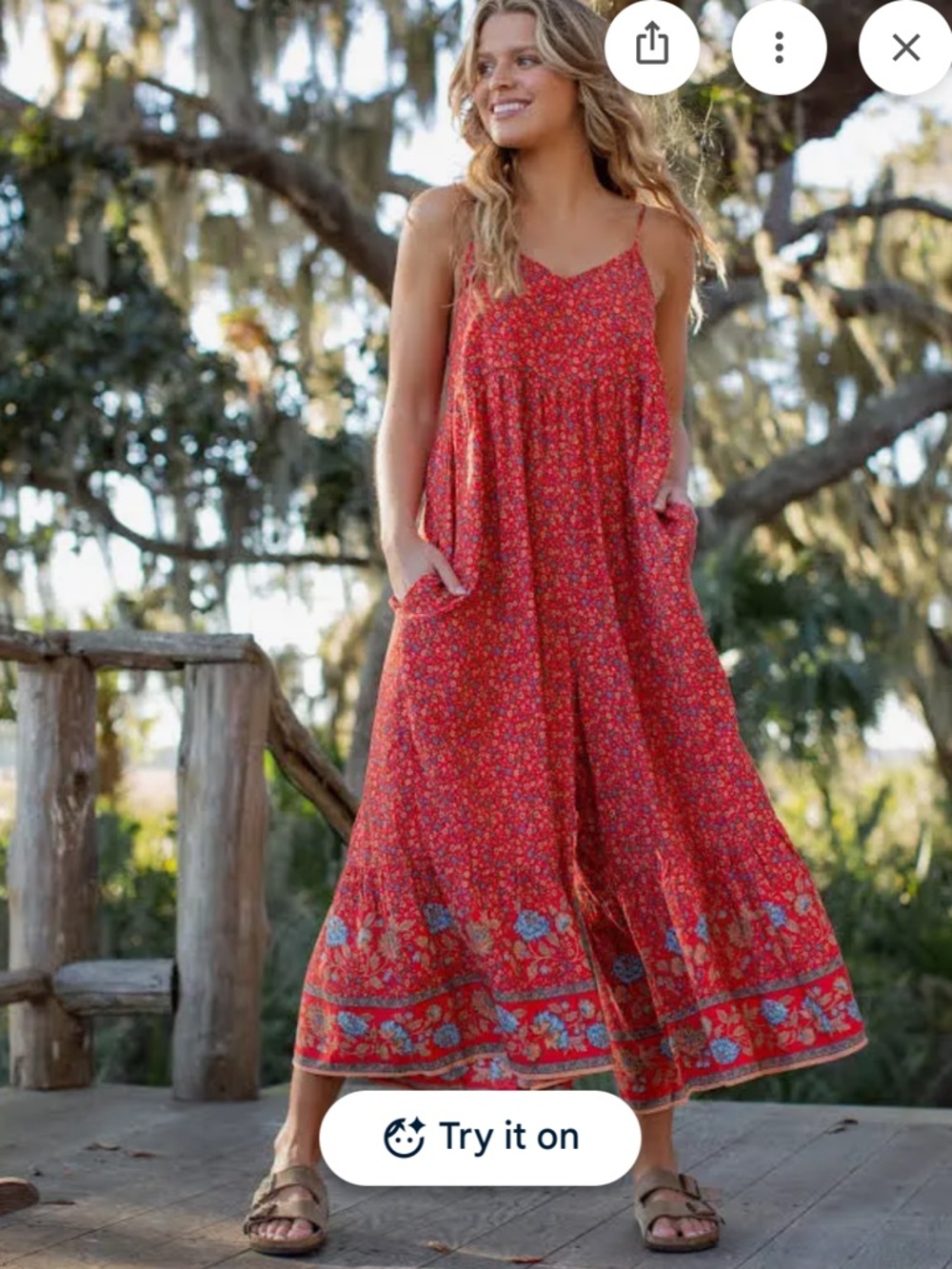 NATURAL LIFE Jamie V-Neck Wide-Leg Jumpsuit Mocha Tulip Boho Maxi Romper pockets